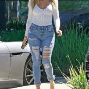 NWOT Good American Good Legs Ripped Fray Distressed Jeans Sz 10 * Host Pick *